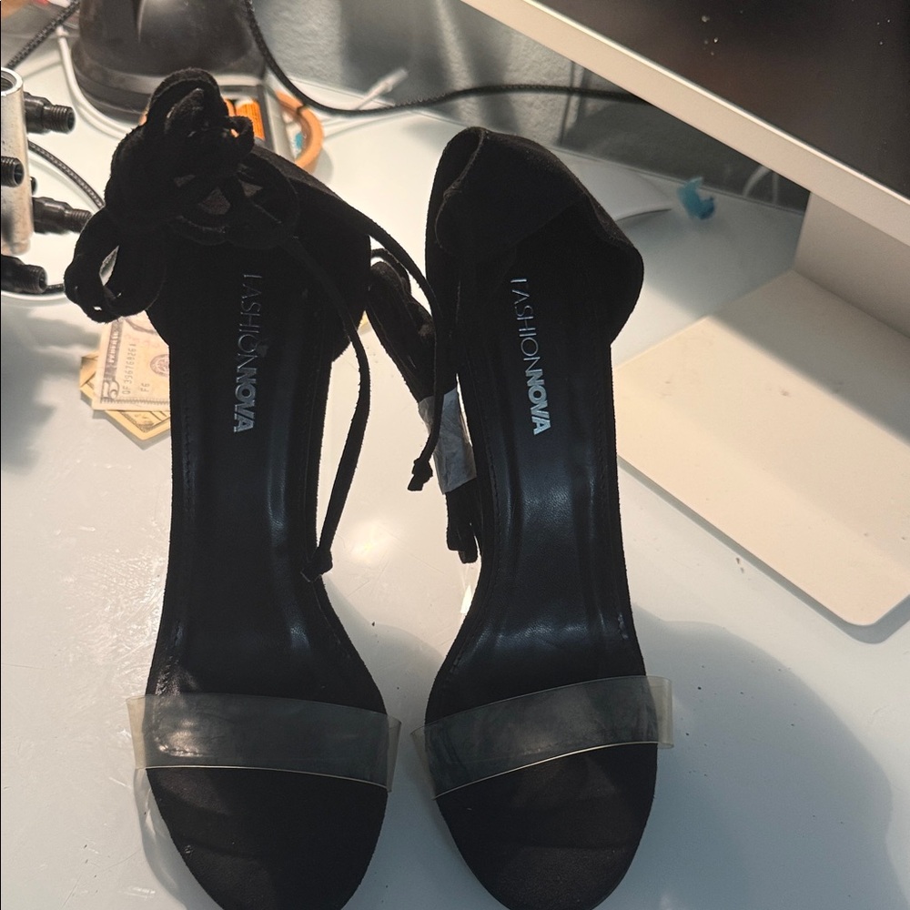 Fashion Nova Black Strappy Heels